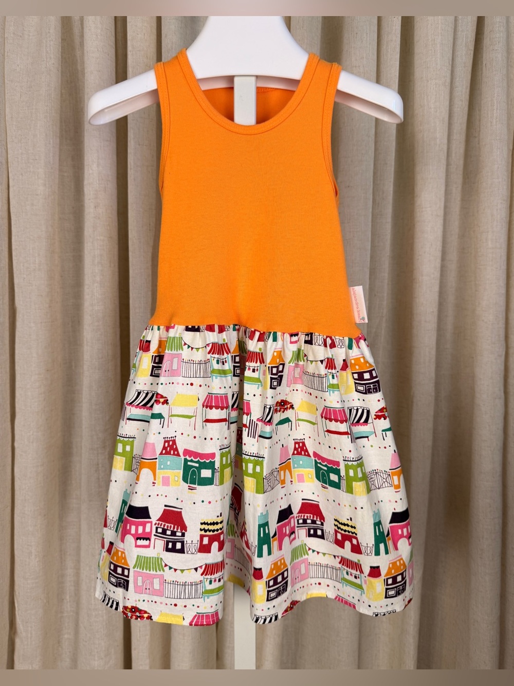 ALEJANDRA KEARL Tangerine w/Colorful *Village Print* Tank Dress 2T NWOT